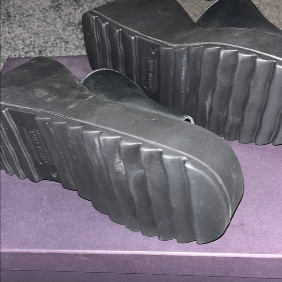 SLINKY30 Black Women Steve Madden Black Platform Slide Sandals